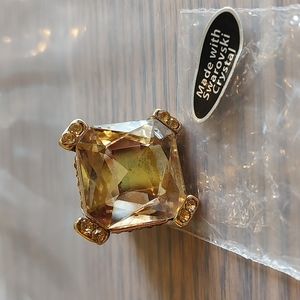 Cream/Pale Yellow/Pale Gold Swarovski Crystal Ring, Sz 8